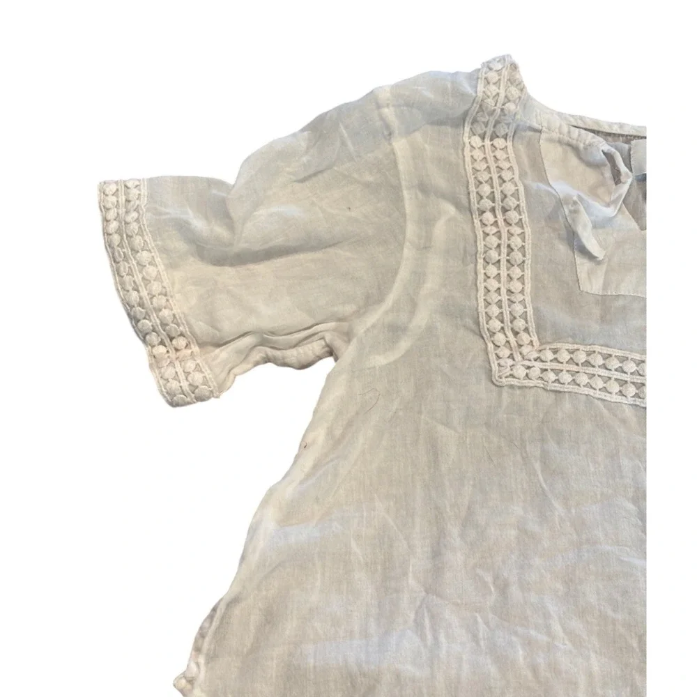 Old Navy Girls White Gauze Boho Crochet Lace‎ Trim Blouse Top Size S 6-7